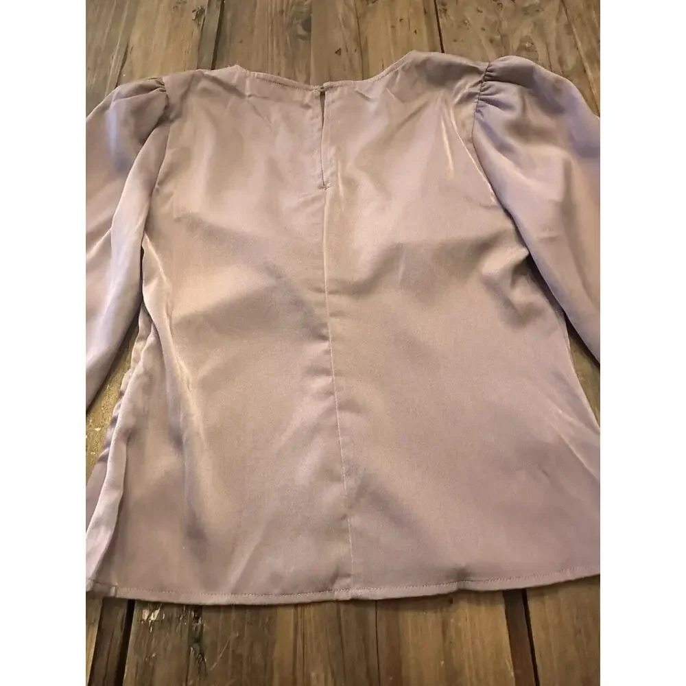 Astr The Label Size XS Champagne Blouse Top Long Puff Sleeve Crop Shirt